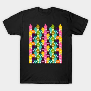 Colorful houses and cats T-Shirt